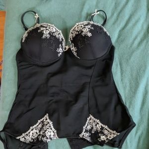Adore Me Black and White Floral Bustier